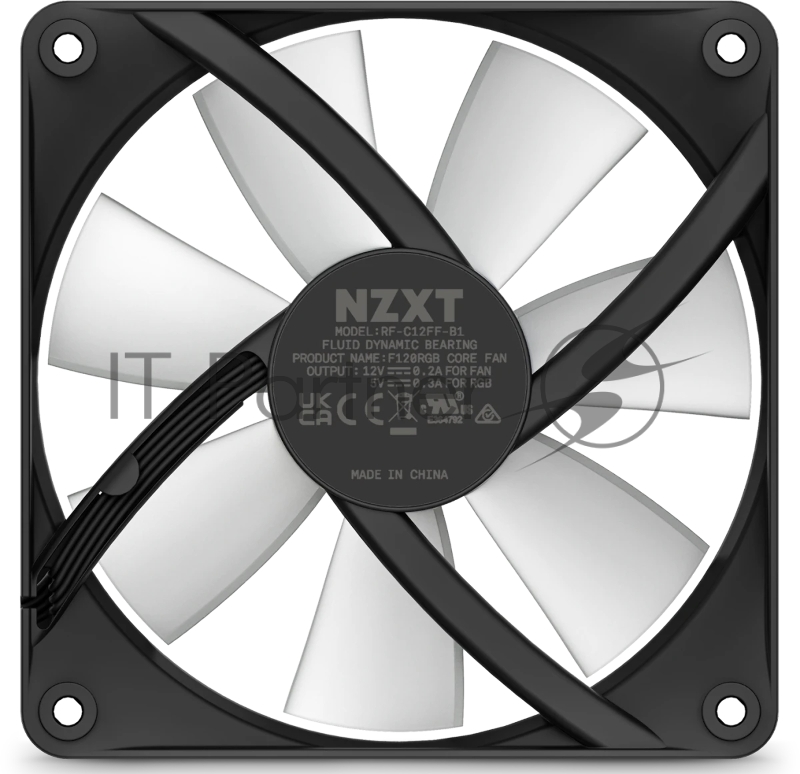 Кулер для корпуса ПК/ Case Cooler NZXT F120 RGB Core (120x120x25mm, 4-pin PWM, RGB, 78.86CFM, 33.88dBA, 1800RPM, Black)