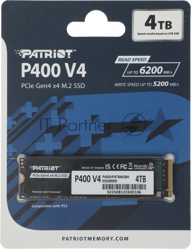 Накопитель SSD Patriot PCIe 4.0 x4 4TB P400VP4TBM28H P400 V4 M.2 2280