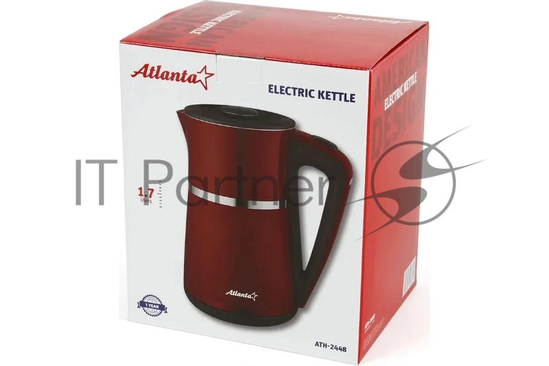 Чайник электрический ATLANTA ATH-2448 бордовый