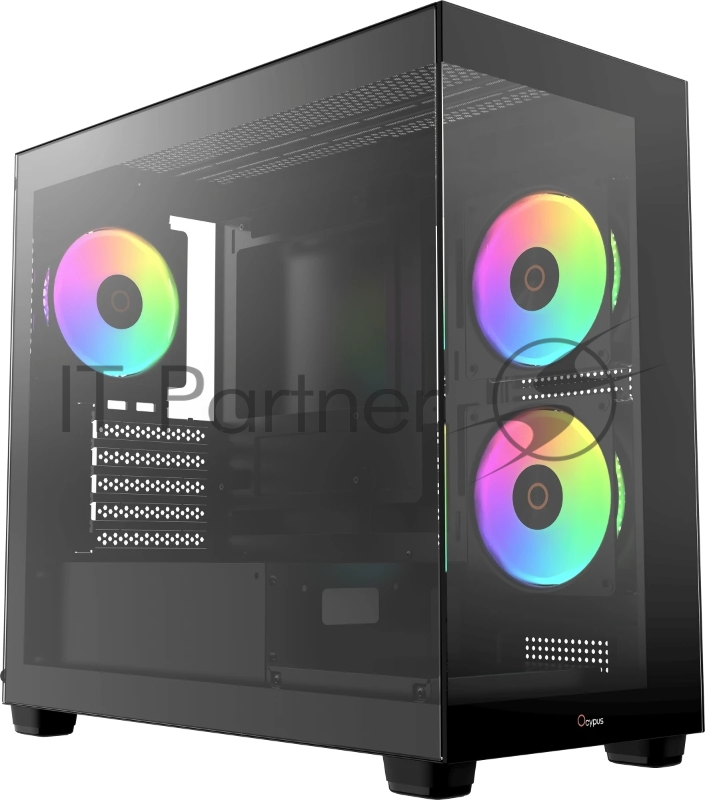 Корпус для ПК Case Ocypus Gamma C52 BK ARGB mATX / win / black / 3 ARGB fans / no PSU / Tempered Glass