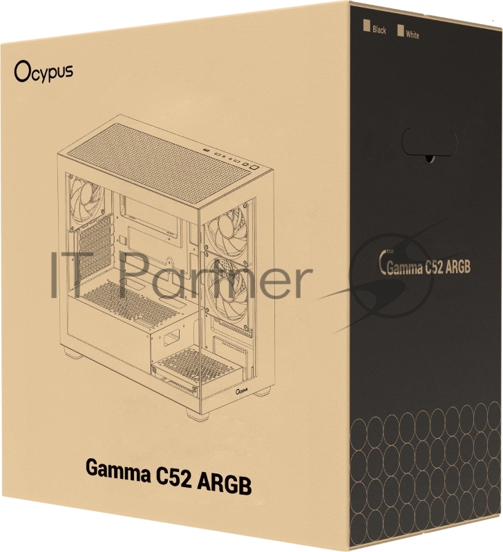 Корпус для ПК Case Ocypus Gamma C52 BK ARGB mATX / win / black / 3 ARGB fans / no PSU / Tempered Glass