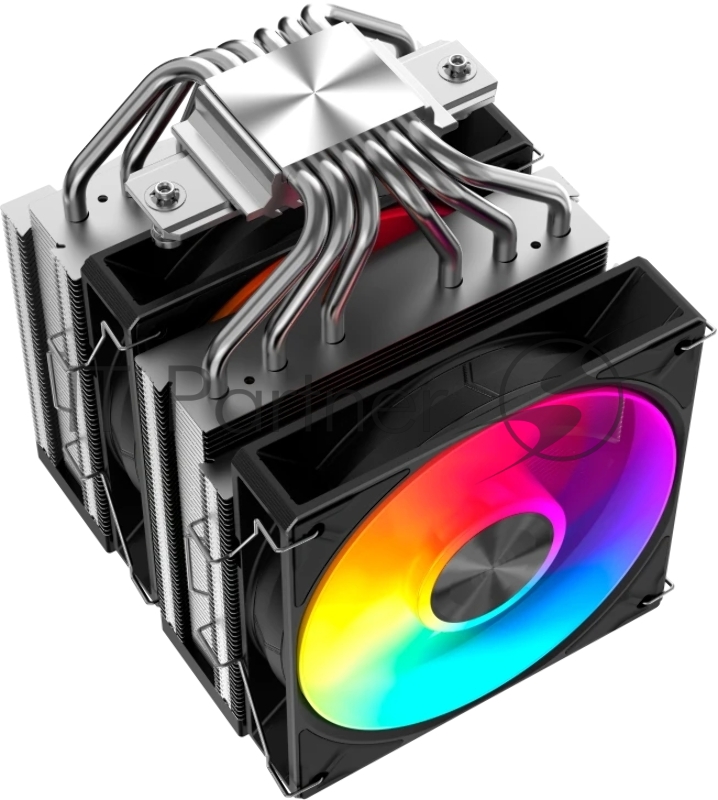 Кулер для процессора/ CPU Cooler SAMA A60L (265W, 4-pin PWM, 156.5mm, 6x6mm, ARGB, 2x120mm, 78CFM, 29dBA, 2200RPM, S: 1851/1700/1200/115X, AM5/AM4, silver)