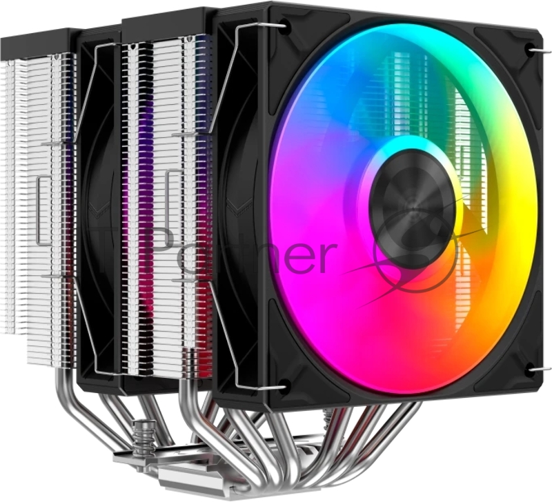 Кулер для процессора/ CPU Cooler SAMA A60L (265W, 4-pin PWM, 156.5mm, 6x6mm, ARGB, 2x120mm, 78CFM, 29dBA, 2200RPM, S: 1851/1700/1200/115X, AM5/AM4, silver)