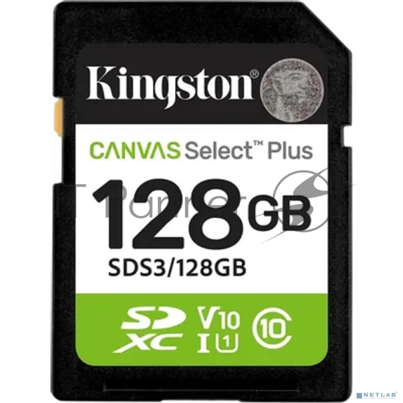 Карта памяти SDXC UHS-I U3 Kingston Canvas Select Plus 128 ГБ, 150 МБ/с, Class 10, SDS3/128GB