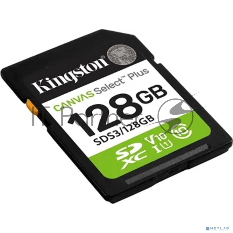Карта памяти SDXC UHS-I U3 Kingston Canvas Select Plus 128 ГБ, 150 МБ/с, Class 10, SDS3/128GB