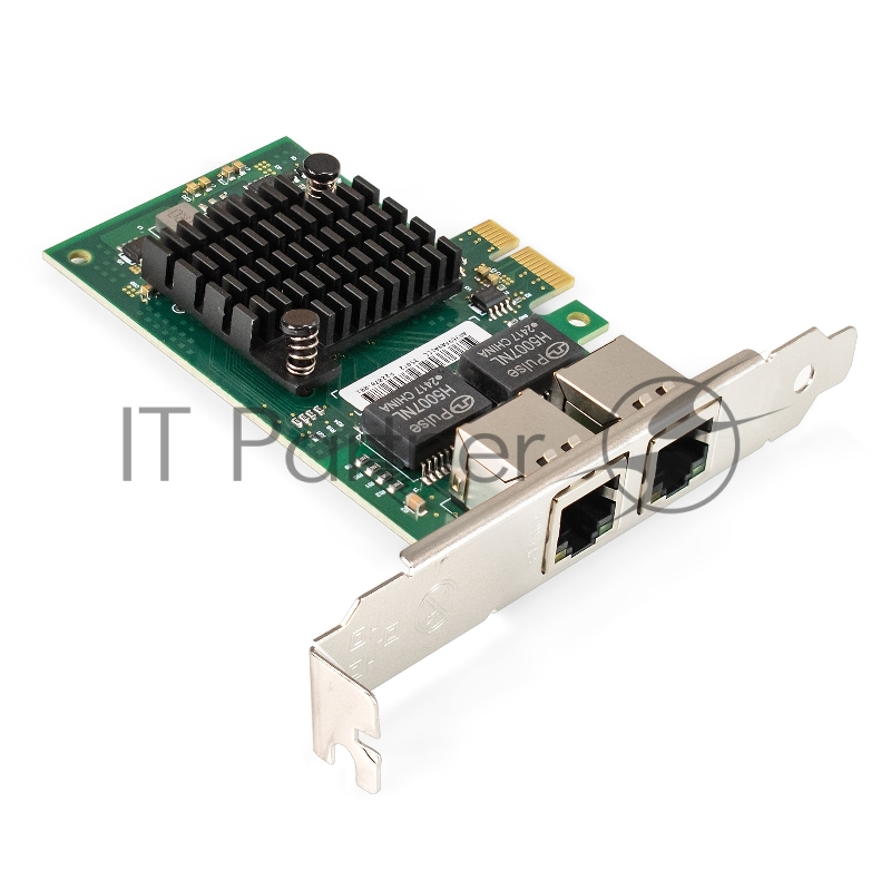 Сетевой адаптер ExeGate EXE-I350-T2v1 (PCI-E x1, порты 2xRJ45 (медные), 10/100/1000Mbps, Gigabit NIC Intel Chipset NHI350AM2)
