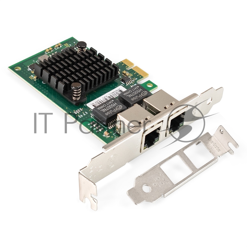 Сетевой адаптер ExeGate EXE-I350-T2v1 (PCI-E x1, порты 2xRJ45 (медные), 10/100/1000Mbps, Gigabit NIC Intel Chipset NHI350AM2)