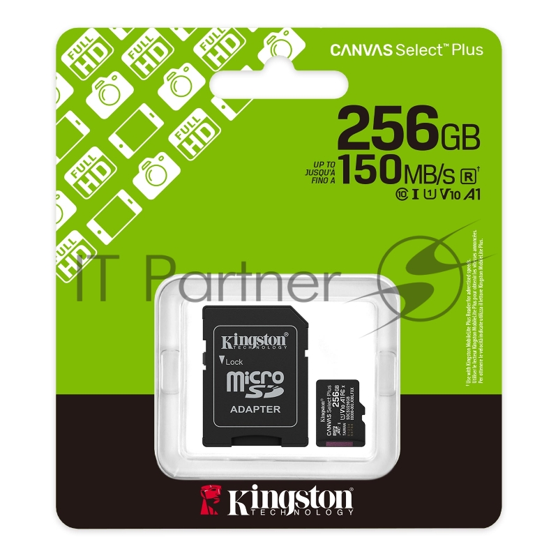 Флеш карта microSDXC 256GB Kingston SDCS3/256GB Canvas Select Plus + adapter