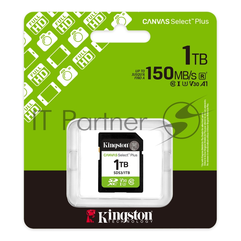 Флеш карта SDXC 1TB Kingston SDS3/1TB Canvas Select Plus w/o adapter