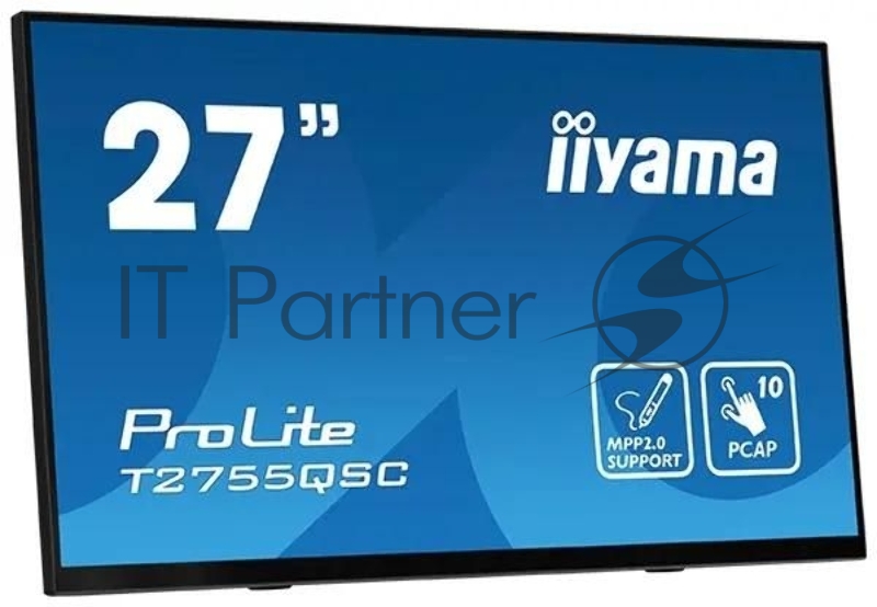 Монитор 27 Iiyama ProLite T2755QSC-B1 IPS 2560x1440, 75 Гц, 5 мс, 16:9, 400 кд/м², HDMI, DP, 3.5 Jack, USB Hub (2x USB 3.0), динамики (2x1 Вт), сенсорный экран, черный