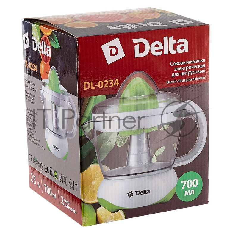 Соковыжималка Delta DL-0234 белый с зеленым