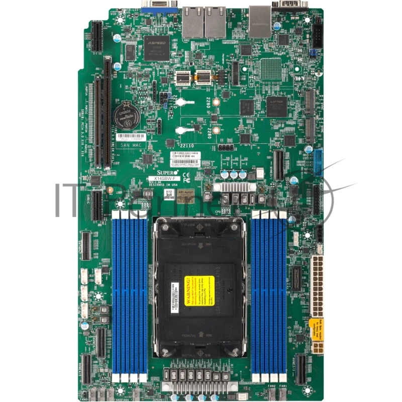 Материнская плата/ MB Supermicro X14SBW-F (Proprietary WIO, 1x LGA-4710, 8x Up to 1TB 6400MT/s ECC DDR5 RDIMM, 8x SATA ports, 1x PCIe 5.0 x8 (WIO-R), 2x PCIe 5.0 x16 (WIO-L), 2x M.2 PCIe 5.0 x2 (M-Key 2280/22110), 2x LAN with 1GbE with Intel®I210)