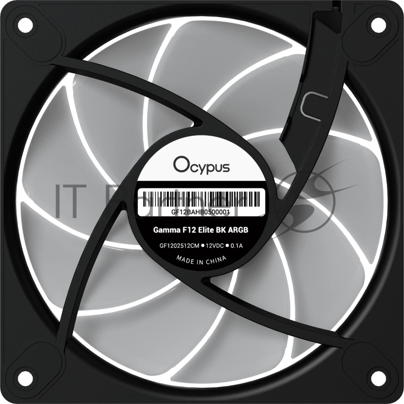 Вентилятор для корпуса Ocypus Gamma F12 Elite BK ARGB, 120x120x25mm, 4-PIN PWM, 600-1800 RPM, 26 DBA MAX, HYDRO BEARING