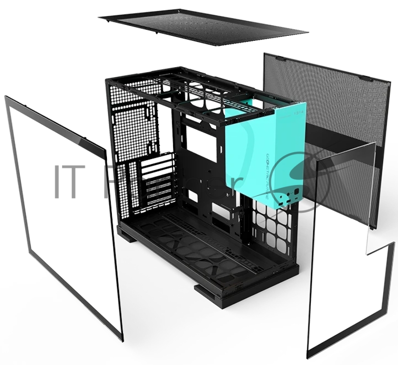 Корпус ПК без блока питания/ Case Geometric Future Model 5, Midi-Tower, TG, no fans, 2xUSB-A 3.0, 1xUSB 3.2 Type-C, E-ATX, ATX, mATX, mITX Light blue