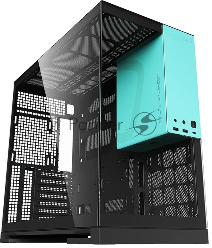 Корпус ПК без блока питания/ Case Geometric Future Model 5, Midi-Tower, TG, no fans, 2xUSB-A 3.0, 1xUSB 3.2 Type-C, E-ATX, ATX, mATX, mITX Light blue