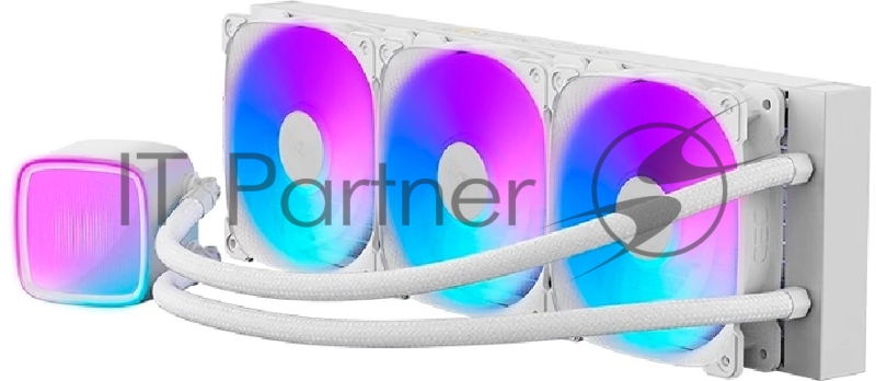 Система жидкостного охлаждения Water Cooling System Geometric Future Eskimo Pro 360 (240W, 360mm, ARGB, White/ Fans: 3x120mm, 80.81CFM, 34.2dBA, 2000RPM/ Pump height 54mm, 3200RPM, Rad thickness 27mm/ S: 1851, 1700, 1200, 115X, 2011, 2066, AM5, AM4)
