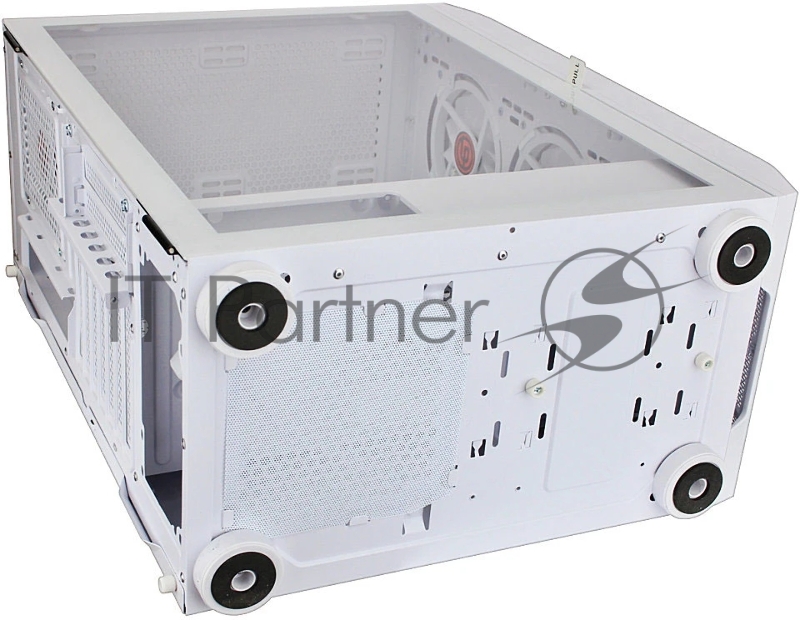 Компьютерный корпус Ginzzu GL 390 боковая дверца закаленное стекло на петлях на магнитах, controller CRC10, 4* 12R6W FAN 12CM RGB Белый