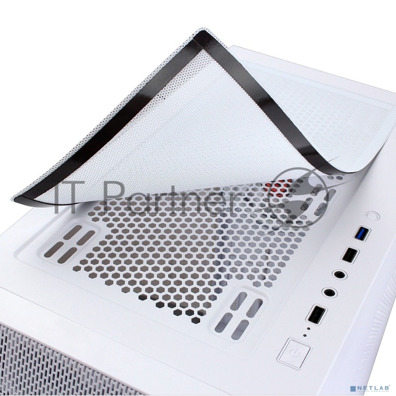 Компьютерный корпус Ginzzu GL 390 боковая дверца закаленное стекло на петлях на магнитах, controller CRC10, 4* 12R6W FAN 12CM RGB Белый