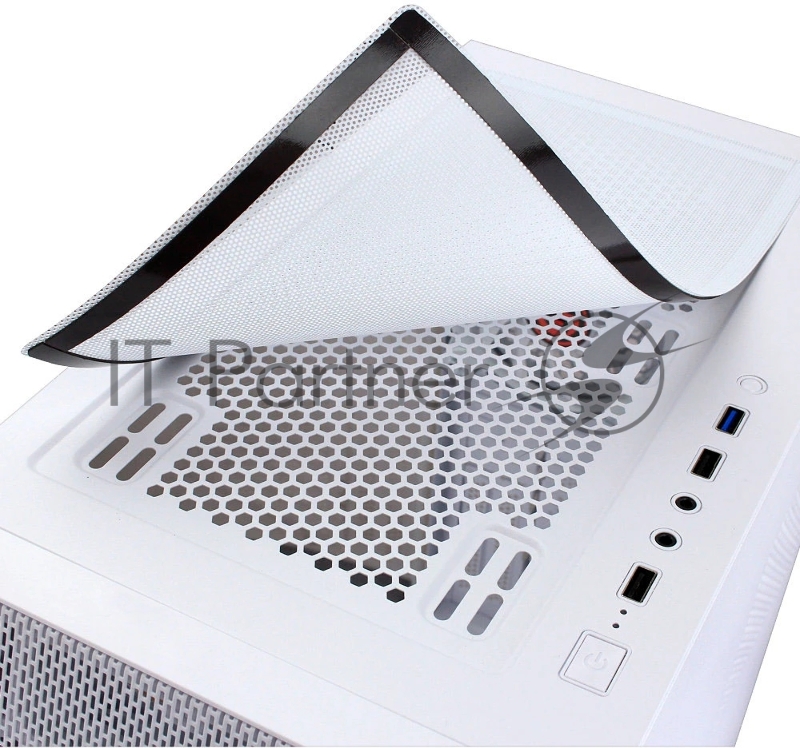 Компьютерный корпус Ginzzu GL 390 боковая дверца закаленное стекло на петлях на магнитах, controller CRC10, 4* 12R6W FAN 12CM RGB Белый