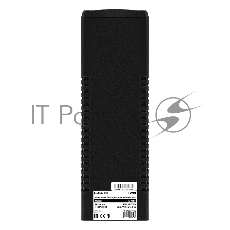 ИБП ExeGate Power NB-1000.LED.AVR.4C13.USB (1000VA/650W, LED, AVR, 4*C13, USB, батарея 12V 9Ah, Black)