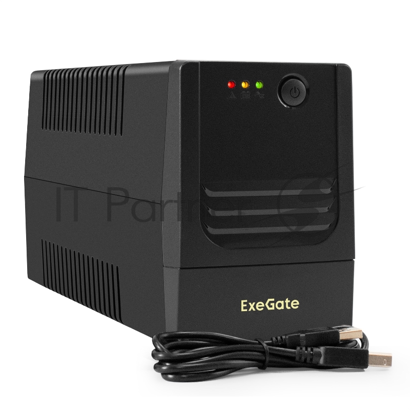Источник бесперебойного питания ExeGate Power NB-650.LED.AVR.2SH.USB (650VA/390W, LED, AVR, 2*Schuko, USB, батарея 12V 7Ah, Black)
