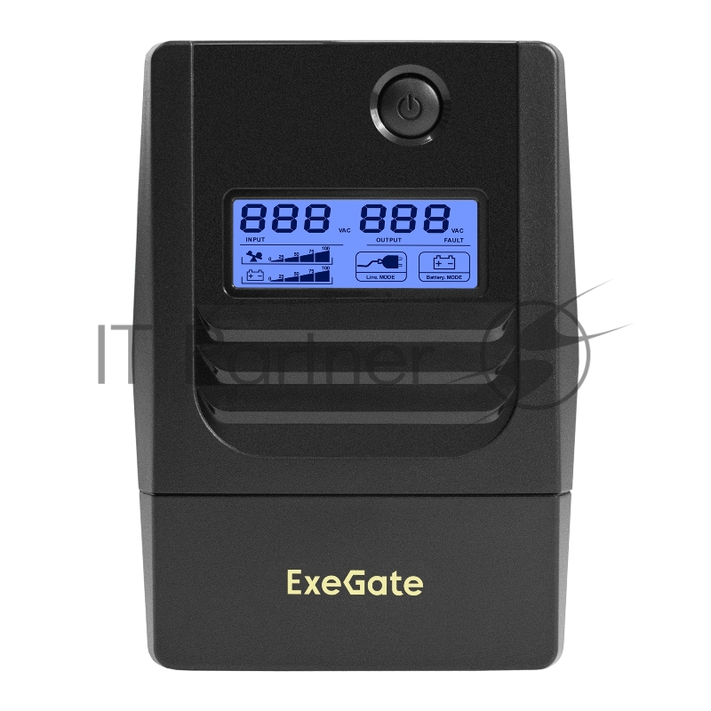 ИБП ExeGate Smart LB-650.LCD.AVR.2SH.USB (650VA/390W, LCD, AVR, 2*Schuko, USB, батарея 12V 7Ah, Black)