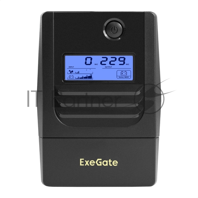 ИБП ExeGate Smart LB-650.LCD.AVR.2SH.USB (650VA/390W, LCD, AVR, 2*Schuko, USB, батарея 12V 7Ah, Black)