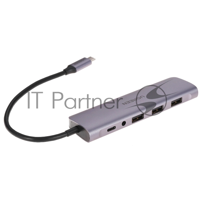 Хаб UGREEN CM136-80132 Type C to 3 USB 3.0 + HDMI(4K@30Hz) + USB-C PD(100W) + AUX(3.5mm), Space Gray