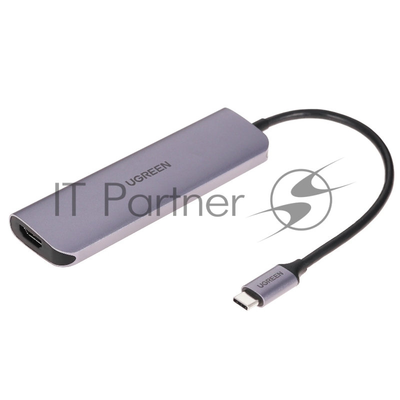 Хаб UGREEN CM136-80132 Type C to 3 USB 3.0 + HDMI(4K@30Hz) + USB-C PD(100W) + AUX(3.5mm), Space Gray