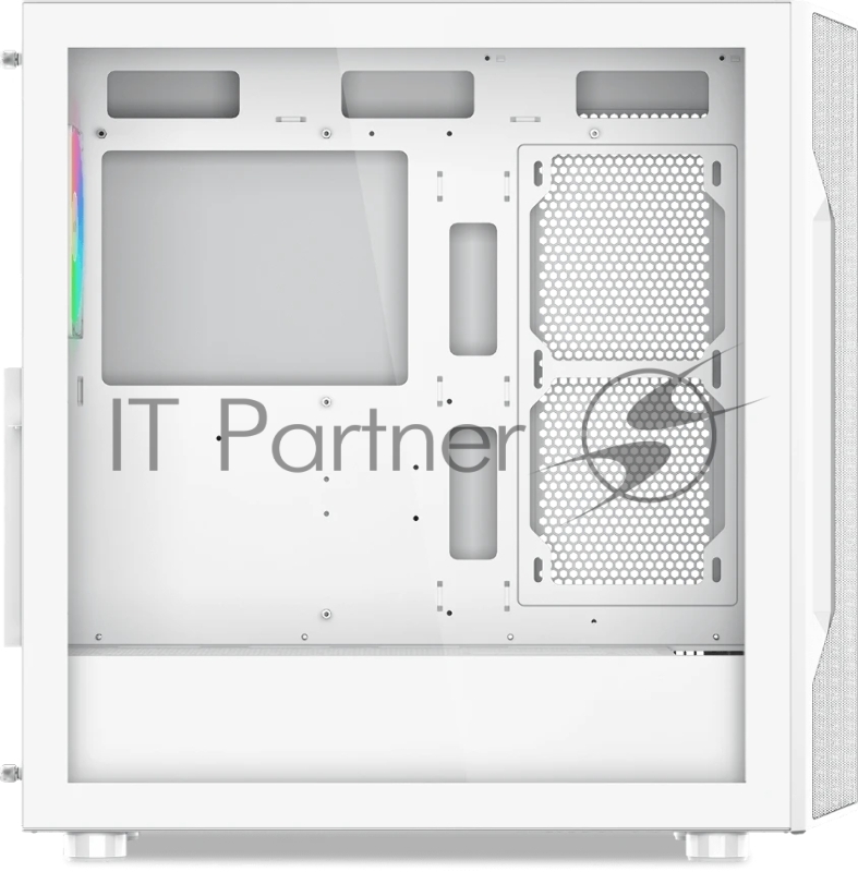 Корпус ПК без блока питания SAMA S40 White, Midi-Tower, TG, 4x120mm ARGb, 2xUSB 3.0 + 1xUSB 3.1 Type-C, ATX, mATX, mITX White