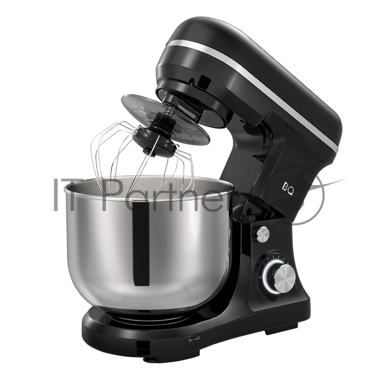 Планетарный миксер BQ PM1000 Black, мощность 1600 Вт, механическое управление, планетарное вращение, 8 скоростей, LED индикация, объем чаши миксера: 4.7л, материал чаши: нержавеющая сталь, защита от брызг, материал корпуса : пластик, защита от перегр
