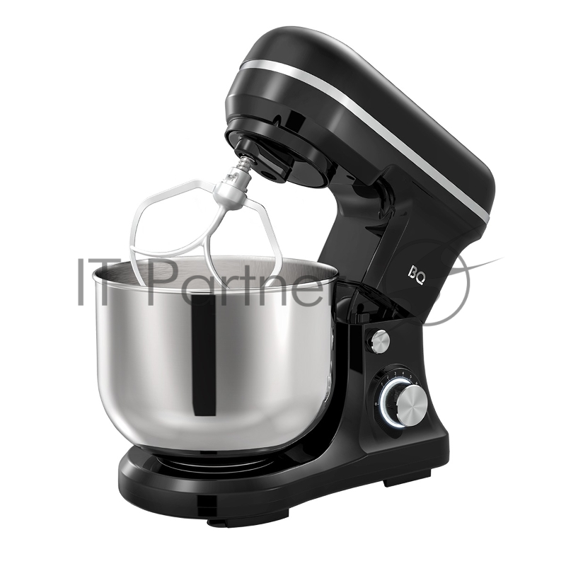 Планетарный миксер BQ PM1000 Black, мощность 1600 Вт, механическое управление, планетарное вращение, 8 скоростей, LED индикация, объем чаши миксера: 4.7л, материал чаши: нержавеющая сталь, защита от брызг, материал корпуса : пластик, защита от перегр