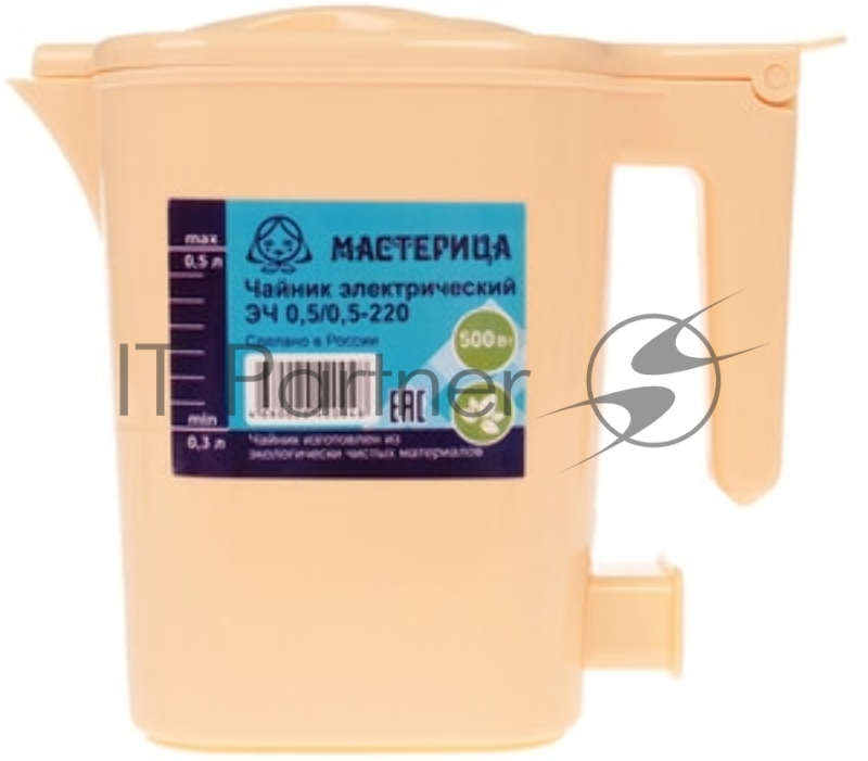 Чайник электрический Мастерица ЭЧ 0,5/0,5-220, пластик, зеленый, 500 Вт, 0,5 л, шкала уровня воды