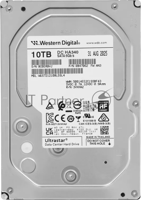 Жесткий диск SATA 10TB 7200RPM 6GB/S 512MB DC HA340 WUS721210BLE6L4_0B47062 WESTERN DIGITAL