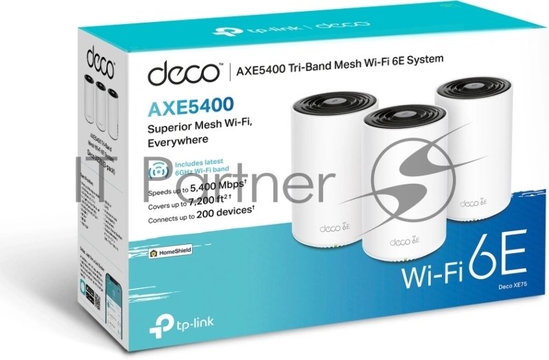 Бесшовный Mesh роутер TP-Link Deco XE75 AXE5400 10/100/1000BASE-TX белый (упак.:3шт)