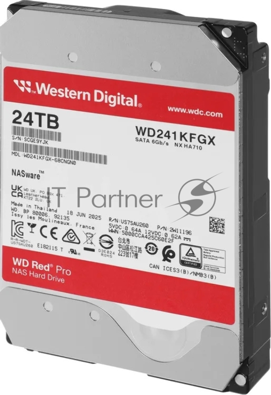 Жесткий диск WD SATA-III 24TB WD241KFGX Red Pro (7200rpm) 512Mb 3.5