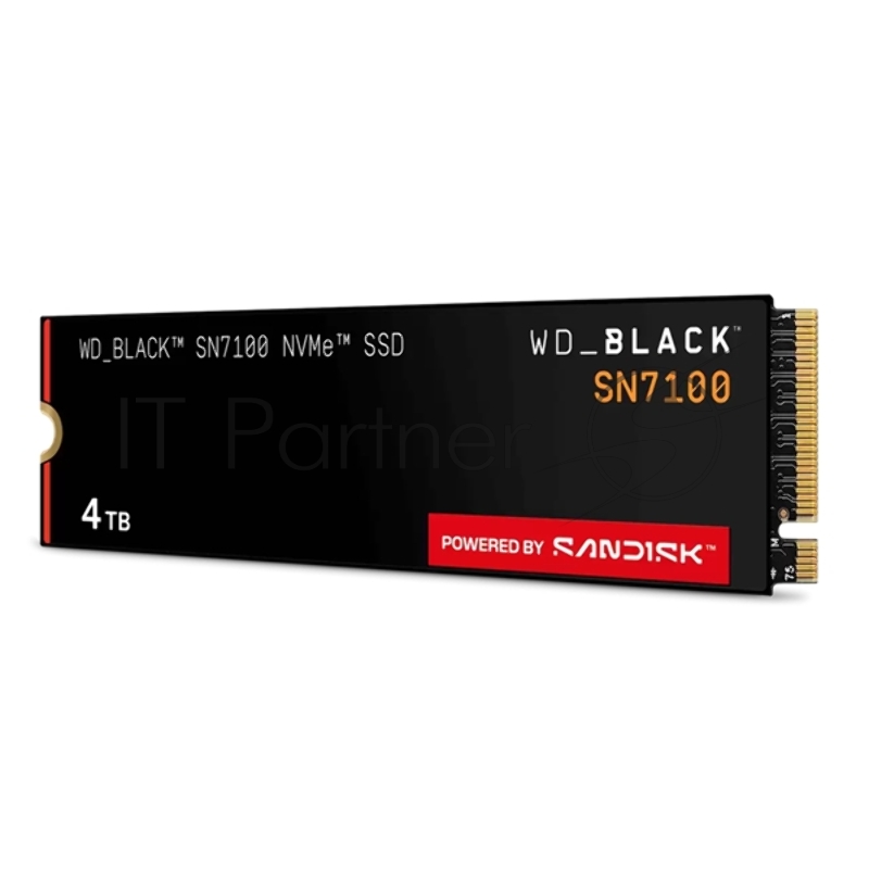 Твердотельный накопитель Western Digital Black SSD SN7100 M2.2280 PCIe 4.0 4Tb, 7000MBs/6700MBs, TBW 2400, WDS400T4X0E, 1 year