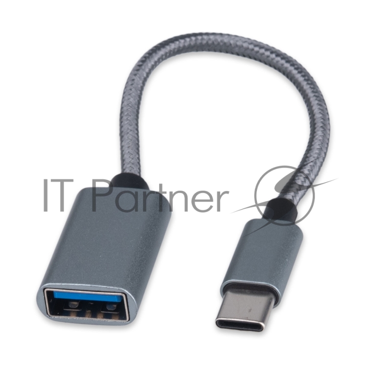 Кабель-переходник USB2.0 OTG Cablexpert A-OTG-CMAF2-02, Type-C(M)/AF, алюминий+нейлон.оплётка, 0.15м, пакет