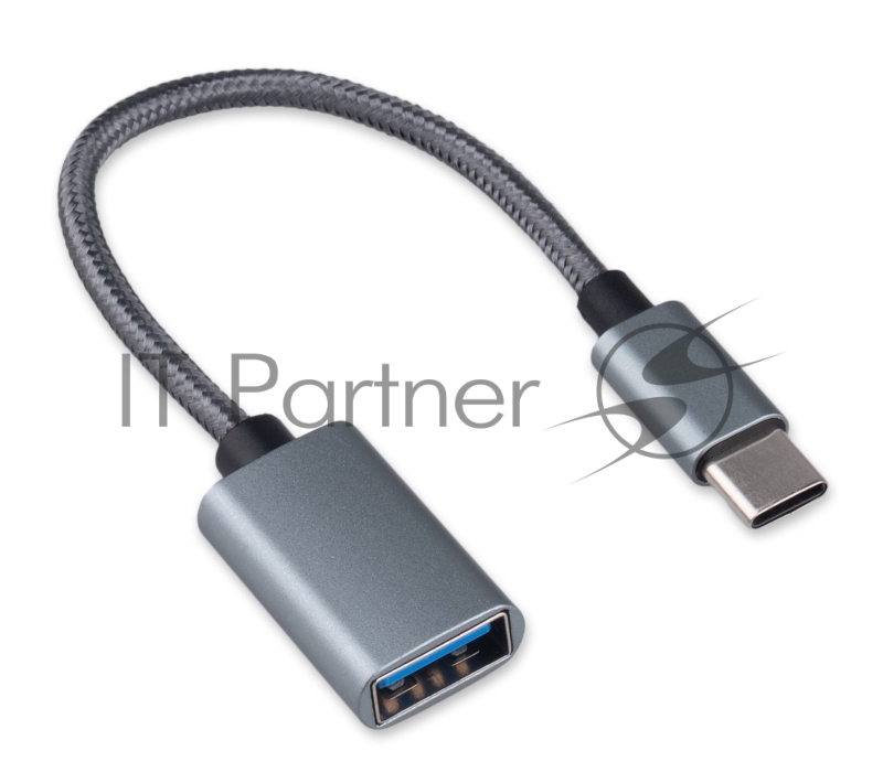 Кабель-переходник USB2.0 OTG Cablexpert A-OTG-CMAF2-02, Type-C(M)/AF, алюминий+нейлон.оплётка, 0.15м, пакет