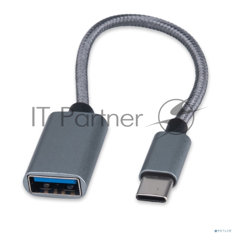 Кабель-переходник USB2.0 OTG Cablexpert A-OTG-CMAF2-02, Type-C(M)/AF, алюминий+нейлон.оплётка, 0.15м, пакет