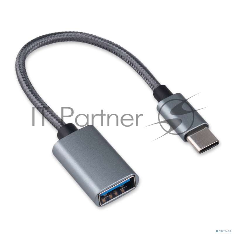 Кабель-переходник USB2.0 OTG Cablexpert A-OTG-CMAF2-02, Type-C(M)/AF, алюминий+нейлон.оплётка, 0.15м, пакет